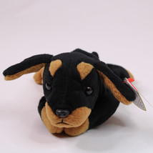 RARE Ty Beanie Baby Doby The Dog Doberman With Tags Very Good Brown &amp; Black 1996 - £7.65 GBP
