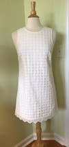 J. McLaughlin White Cotton Embroidered Sheath Dress XS lined sleeveless check - £15.48 GBP