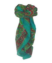 Mulberry Silk Traditional Square Scarf Mahe Teal by Pashmina &amp; Silk - £19.12 GBP