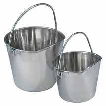 Flat Sided Hanging Feeding Pail Snag Free Heavy Duty Stainless Steel Choose Size - £11.74 GBP+