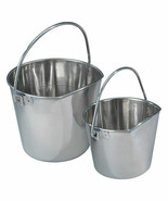 Flat Sided Hanging Feeding Pail Snag Free Heavy Duty Stainless Steel Cho... - $14.74+