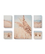 Beach and Starfish Wall Prints Set of 5 Stretched Canvas over Frame Neut... - £58.66 GBP