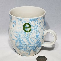 Anthropologie Blue Initial Letter e Embossed Monogram Homegrown Flowers Mug EUC - £17.16 GBP
