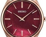Seiko Women&#39;s Red Mother of Pearl Dial Brown Leather Band Quartz Watch - £169.93 GBP