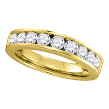 14kt Yellow Gold Womens Round Channel-set Diamond Single Row Wedding Band - £1,257.03 GBP
