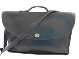 Coach Vtg Lexington Black Leather Briefcase Messenger Shoulder Bag Top H... - $89.99