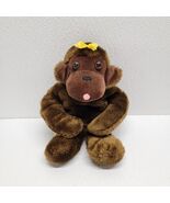 Vintage 1973 Brown Ape Gorilla Monkey Girl Plush Yellow Bow  - $725.52 MXN