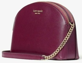 Kate Spade Spencer Burgundy Leather Double Zip Dome Crossbody K4562 NWT $198 FS - £87.01 GBP
