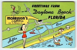 Greetings From Daytona Beach Florida Postcard Linen Morrison Cafeteria Beach St. - £7.79 GBP
