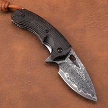 Hunting Knife Damascus VG10 Folding Blade Tactical Capming Tool - £55.23 GBP