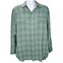 Pendleton Pure Virgin Wool Flannel Shirt Men M Size 16 Green Plaid USA V... - £31.10 GBP