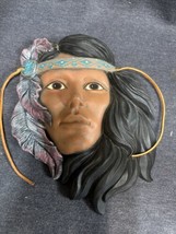 Vintage Native American Indian Woman 10&quot; 3D Bust Wall Hanging Ceramic Pl... - $18.81