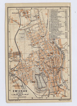 1914 Antique Original City Map Of Zwickau Swikawa Saxony Sachsen / Germany - £19.56 GBP