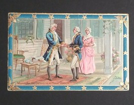 George Washington &amp; Lafayette at Mount Vernon Gold Embossed Tucks Postcard 1911 - £12.29 GBP