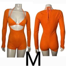 Orange Glitter Threaded 2 Piece Romper &amp; Bikini Set~Size M - $35.53