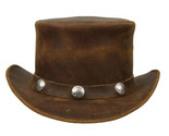 Distressed Brown Unisex El Dorado Coachman Top Hat RLT-B Leather 5&quot; Crown  - £68.27 GBP