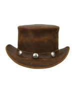 Distressed Brown Unisex El Dorado Coachman Top Hat RLT-B Leather 5&quot; Crown  - £67.94 GBP