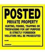 POSTED PRIVATE PROPERTY NO HUNTING TRESPASSING Thick Plastic SIGN HILLMA... - $388.49 MXN