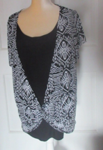 ONLY 9  Black/White  layered look short sleeve Top Size XL - £7.88 GBP