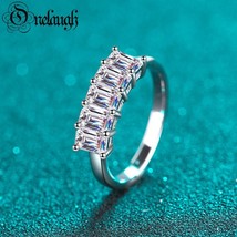 Certified Moissanite 5 Stones Emerald Cut Engagement Ring for Women 2.5CT Moissa - £87.97 GBP