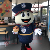 Navy Burgers mascot costume character dressed with a Baseball Tee and Keychains - £964.04 GBP