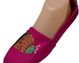 UNISA Vintage Pink Canvas Flats Embroidered Fish Resort wear size 8.5 - £15.78 GBP