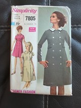 Vintage 1967 Women's Dress 3 Versions Size 14 Simplicity 7805 Bust 36", Hip 38" - $9.49