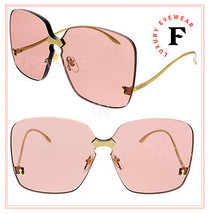 GUCCI 0352 Metal Gold Pink Oversized Rimless Chunky Sunglasses GG0352S Authentic - £458.90 GBP