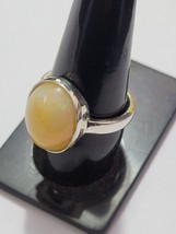 Anello placcato in oro bianco 14 carati con gemma di pietra di luna bianca... - £91.03 GBP