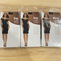 L&#39;eggs Leggs Brown Sugar Ultra Sheer Sandal Control Top XL Jet Black Lot... - $24.70