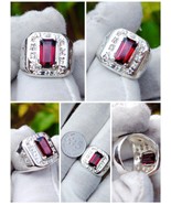 Natural Untreated Mozambique Red Garnet 3.4 Carat silver Handmade ring - $268.42