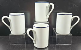 4 Dansk Christianshavn Blue Mugs Set Bistro White Drink Coffee Cups Port... - $667.10 MXN