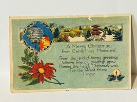 Postcard vtg Antique Ephemera Post Card Merry Christmas California Movie... - £11.64 GBP