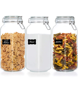Glass Food Storage Jars With Airtight Clamp Lids Large Kitchen 78oz 3 Pa... - £29.60 GBP