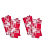 MARTHA STEWART COLLECTION  Red Plaid Napkins,  Set of 4 NEW - £11.78 GBP