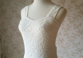 Ivory White Stretchy Lace Tank Top Wedding Bridesmaid Lace Tank Top Plus Size image 3