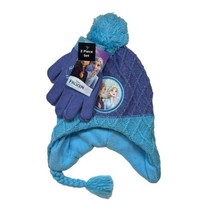Disney Frozen Kid Fennel Winter Hat And Gloves Set One Size Elsa Anna - £6.15 GBP