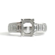 Baguette Channel-Set Diamond Platinum Engagement Ring Setting Mounting, 1.08 CTW - £2,043.98 GBP