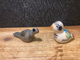 Lot of 2 Vtg Tonala Mini SMALL Pottery Birds Mexican Hand Painted Ceramic - $14.50