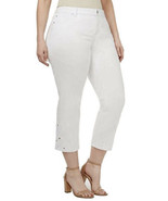 INC Jeans Plus Size 24W White Crochet Crop Straight Leg Slim Tech Fit De... - £27.61 GBP