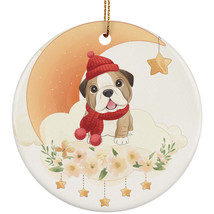 Cute Baby Bulldog Dog On The Moon Art Ornament Christmas Gift For Puppy Lover - £11.06 GBP