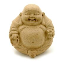 Happy Buddha Statue 3" Fat Laughing Hotei Sandstone Finish Resin Feng Sh... - $17.05