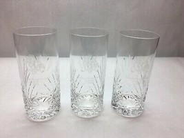 VINTAGE Set of 3 HIGH BALL Crystal CUT Diamond FAN Design GLEN VIEW Club... - $27.41