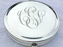 Sterling Silver Round Compact Heavy Vintage - £63.34 GBP