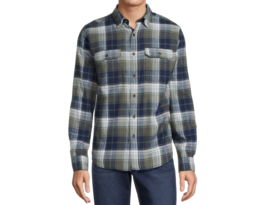 George Men&#39;s Long Sleeve Flannel Shirt, Blue Cove Plaid Size XS (30-32) - $19.79