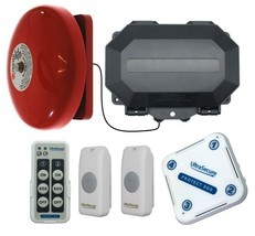 Twin Push Button Wireless Commercial Bell - Loud Bell &amp; Extra Chime Receiver - £324.16 GBP