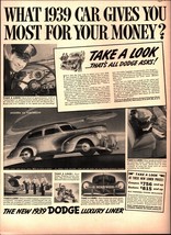 1939 Dodge Ad Luxury Liner Special Sedan What Car Gives You Most For You... - £17.72 GBP