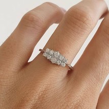 2.00CT Round Cut Moissanite Unique Design Engagement Ring 14K White Gold Plated - £108.73 GBP
