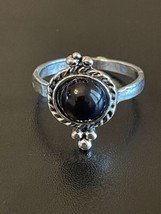 Vintage Black Onyx Stone S925 Silver Plated Woman Ring Size 8 - $12.87