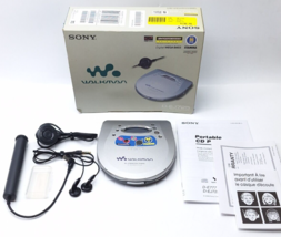 Sony Walkman D-EJ725 CD PLAYER Silver w/ Remote &amp; Battery Pack and Box - $61.85